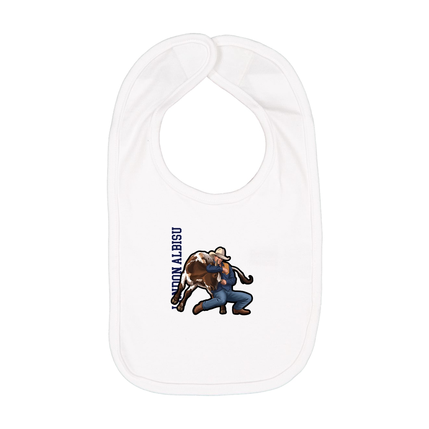 Infant Bib — Name Vertical in White
