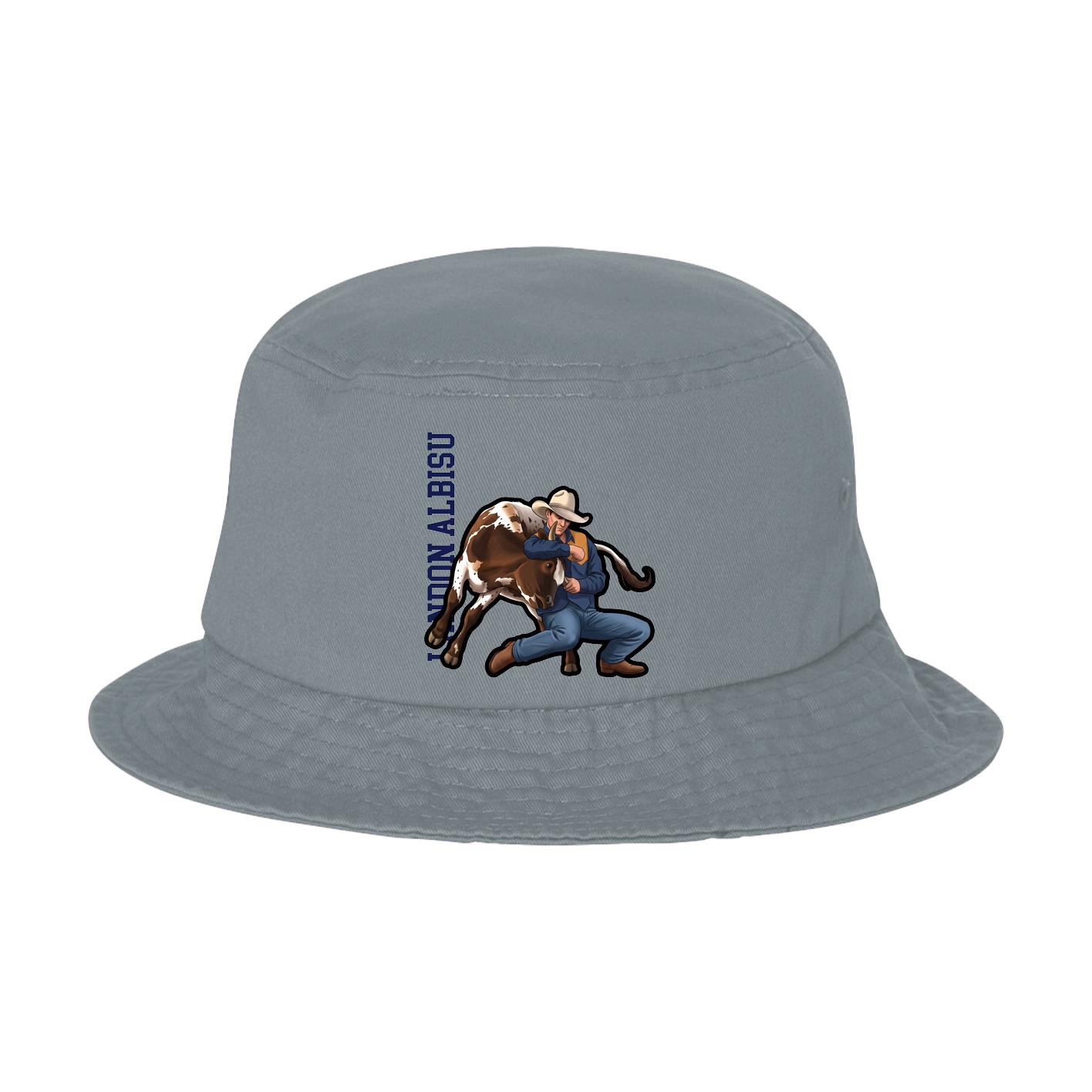 Bucket Cap — Name Vertical in Grey