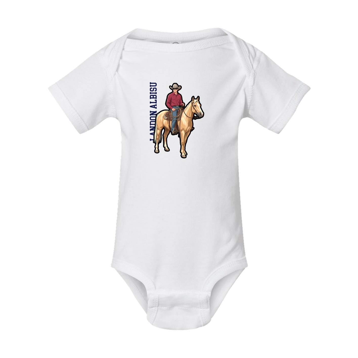 Baby Onesie — Name Vertical in White