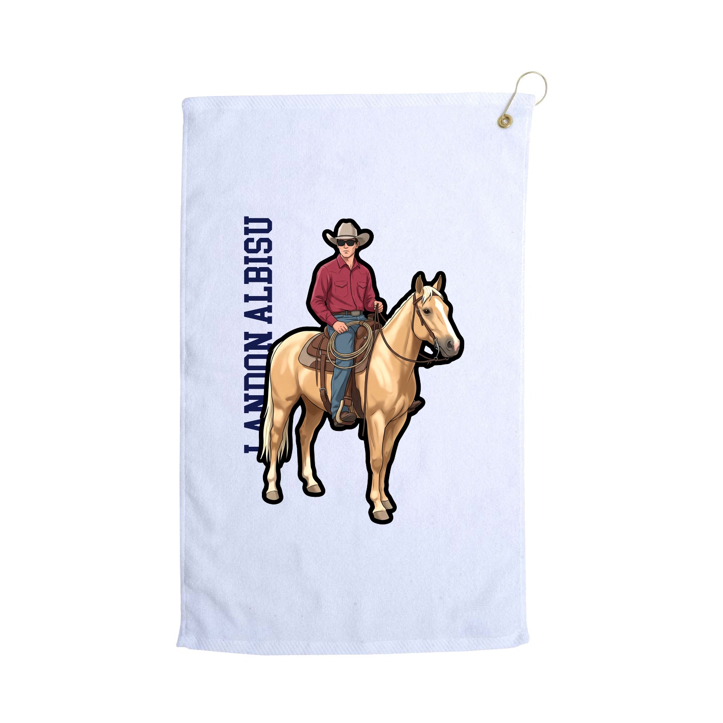 Golf Towel — Name Vertical in White