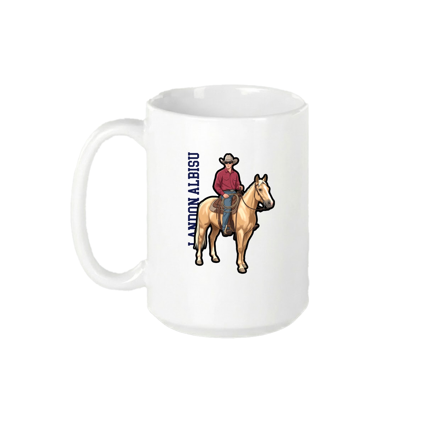 15oz Coffee Mug — Name Vertical in White