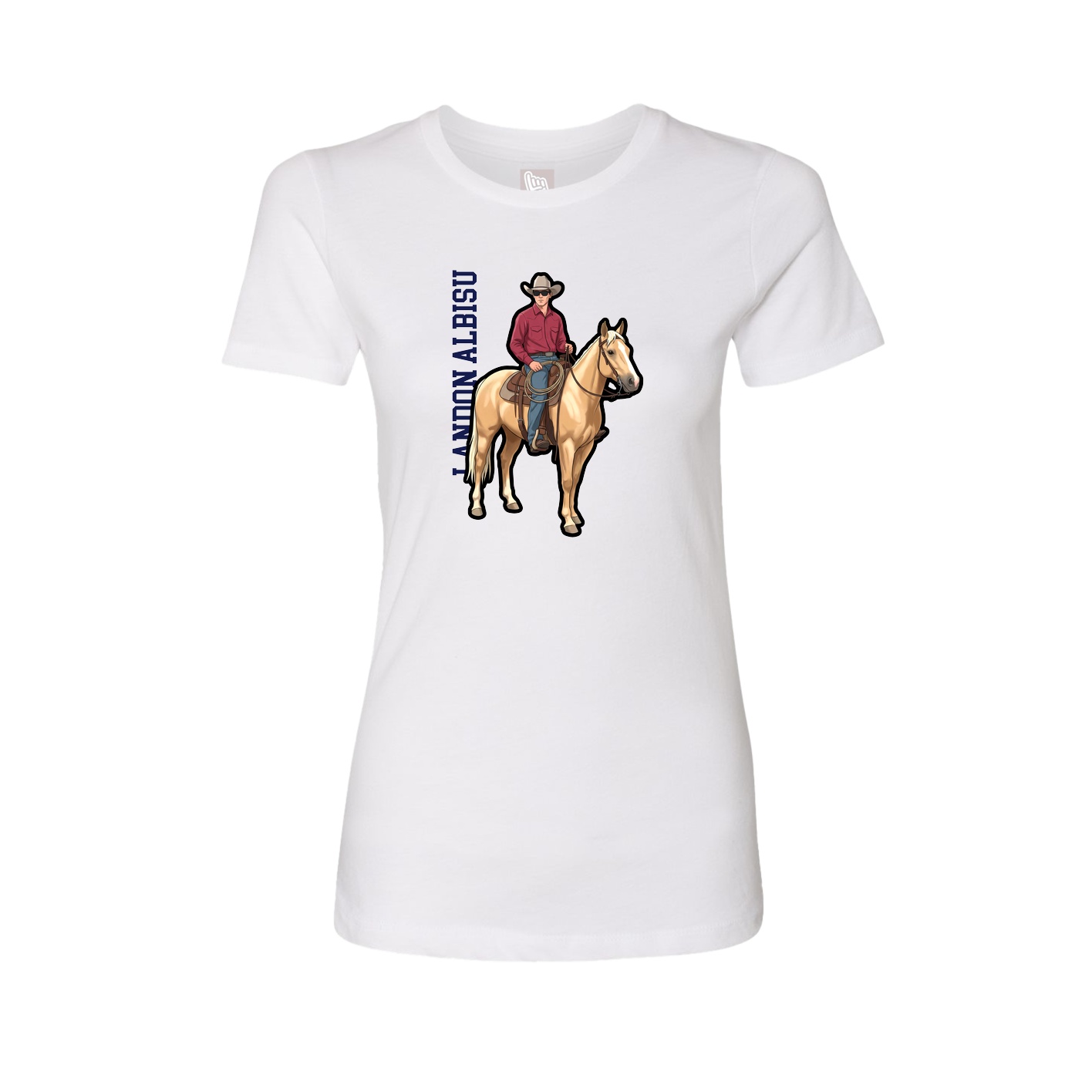 Womens Tee — Name Vertical in White