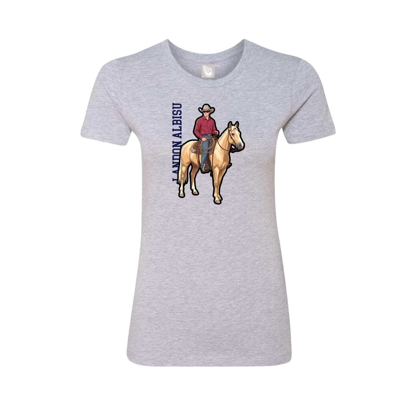 Fitted Women's Tee — Name Vertical in Grey