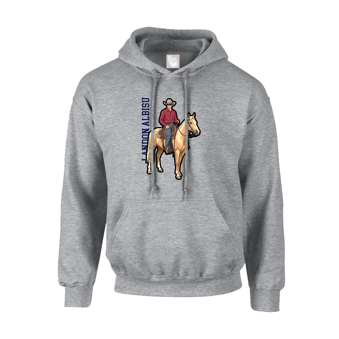Youth Hoodie — Name Vertical in Grey
