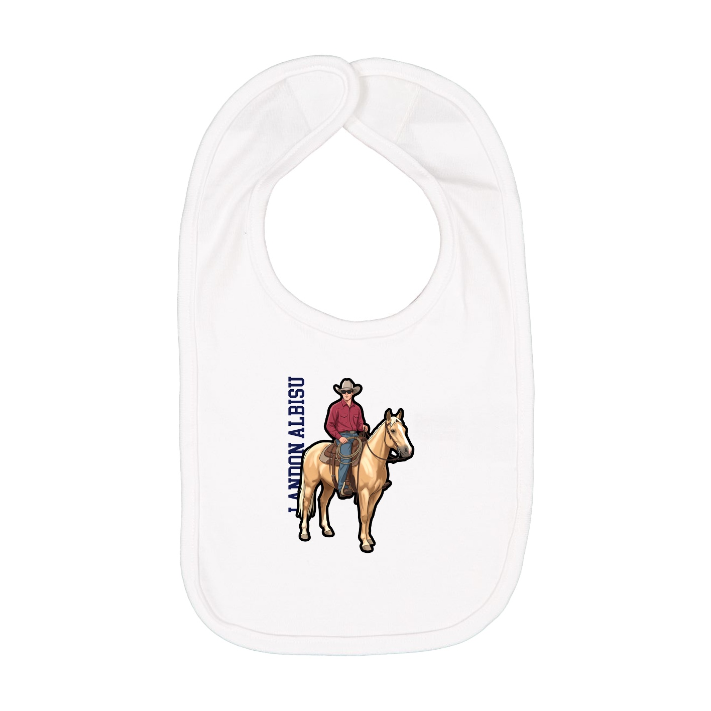 Infant Bib — Name Vertical in White