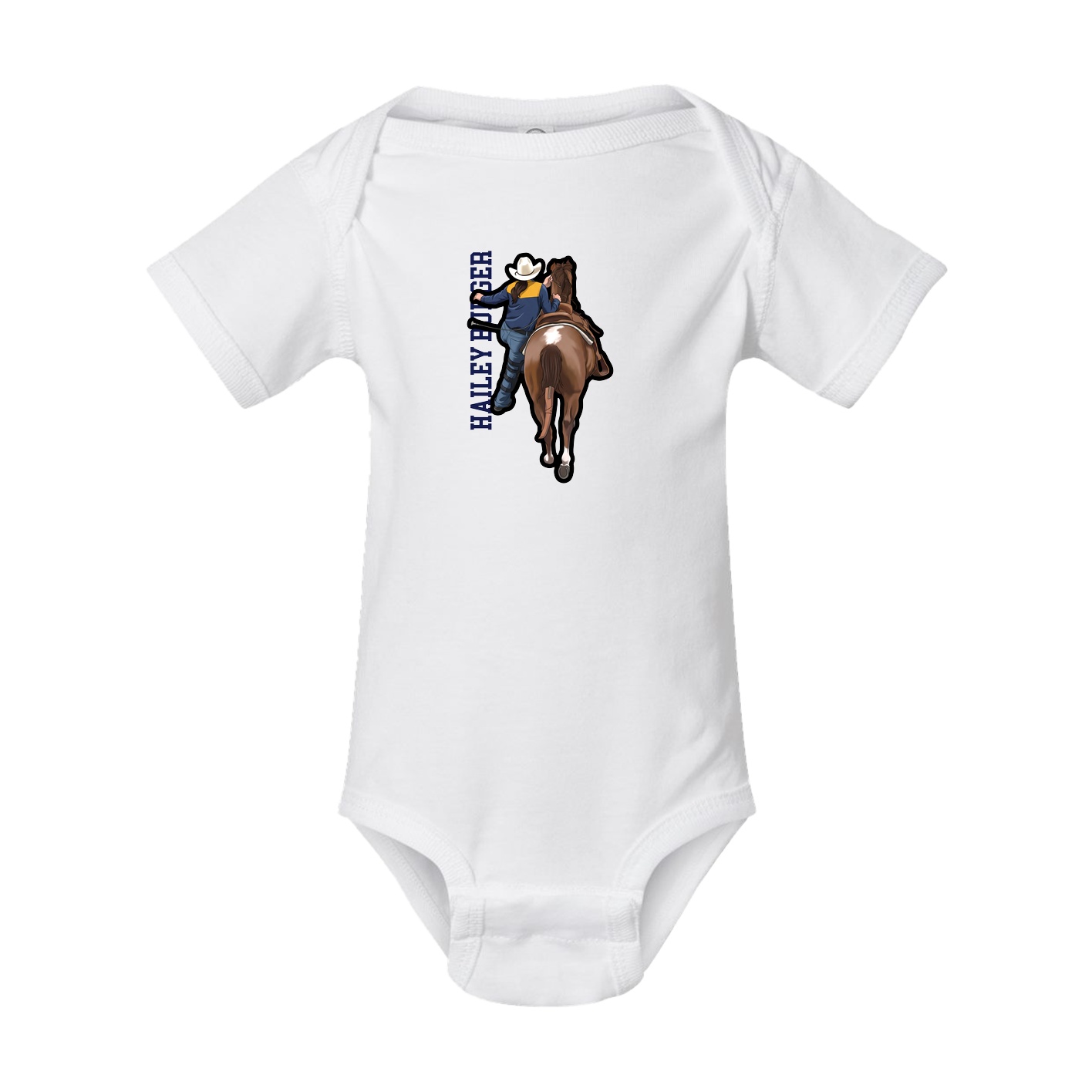 Baby Onesie — Name Vertical in White