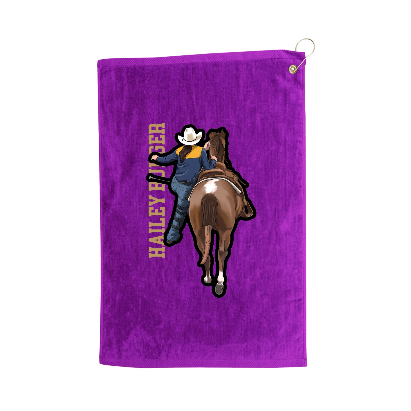 Golf Towel — Name Vertical in Purple