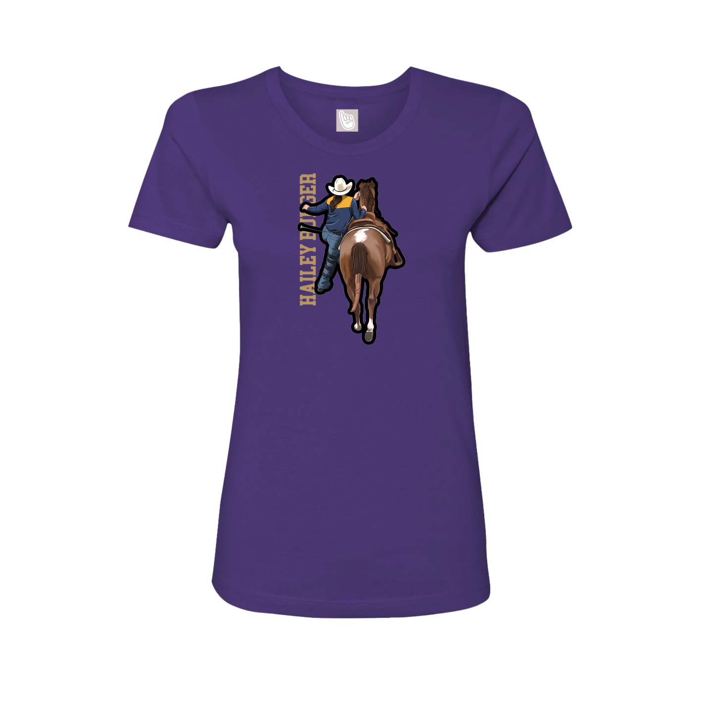 Fitted Women's Tee — Name Vertical in Purple