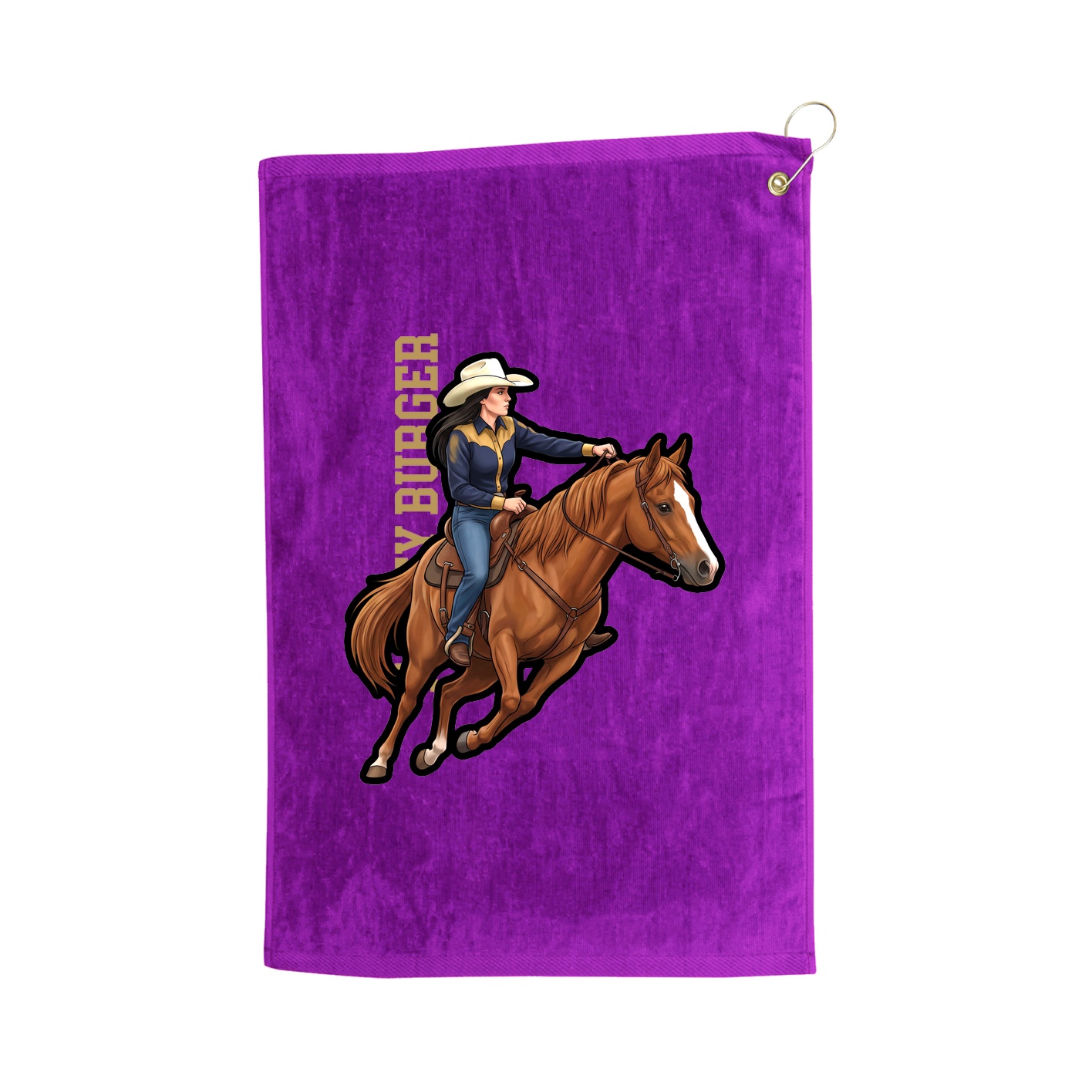 Golf Towel — Name Vertical in Purple