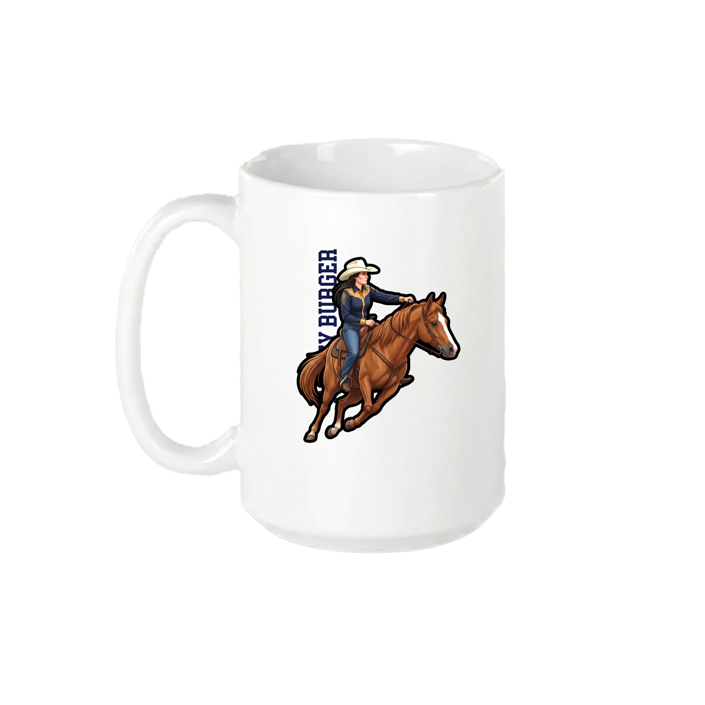 15oz Coffee Mug — Name Vertical in White