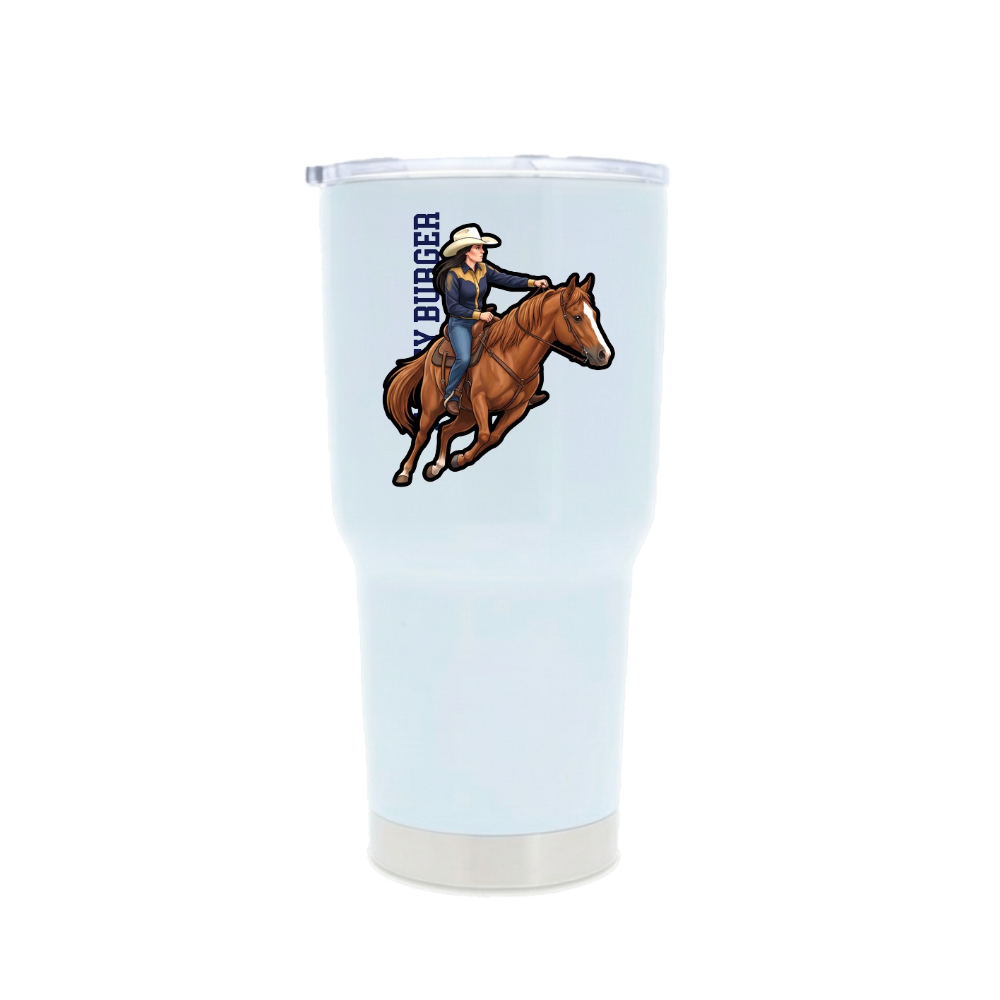 30oz Stainless Steel Tumbler — Name Vertical in White