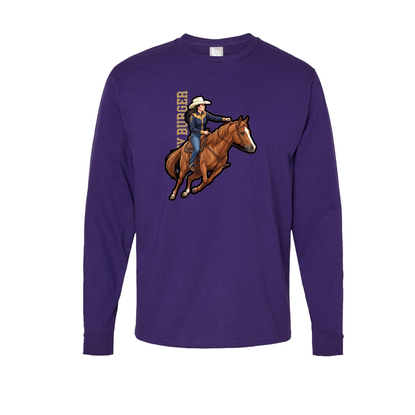 Long Sleeve Tee — Name Vertical in Purple