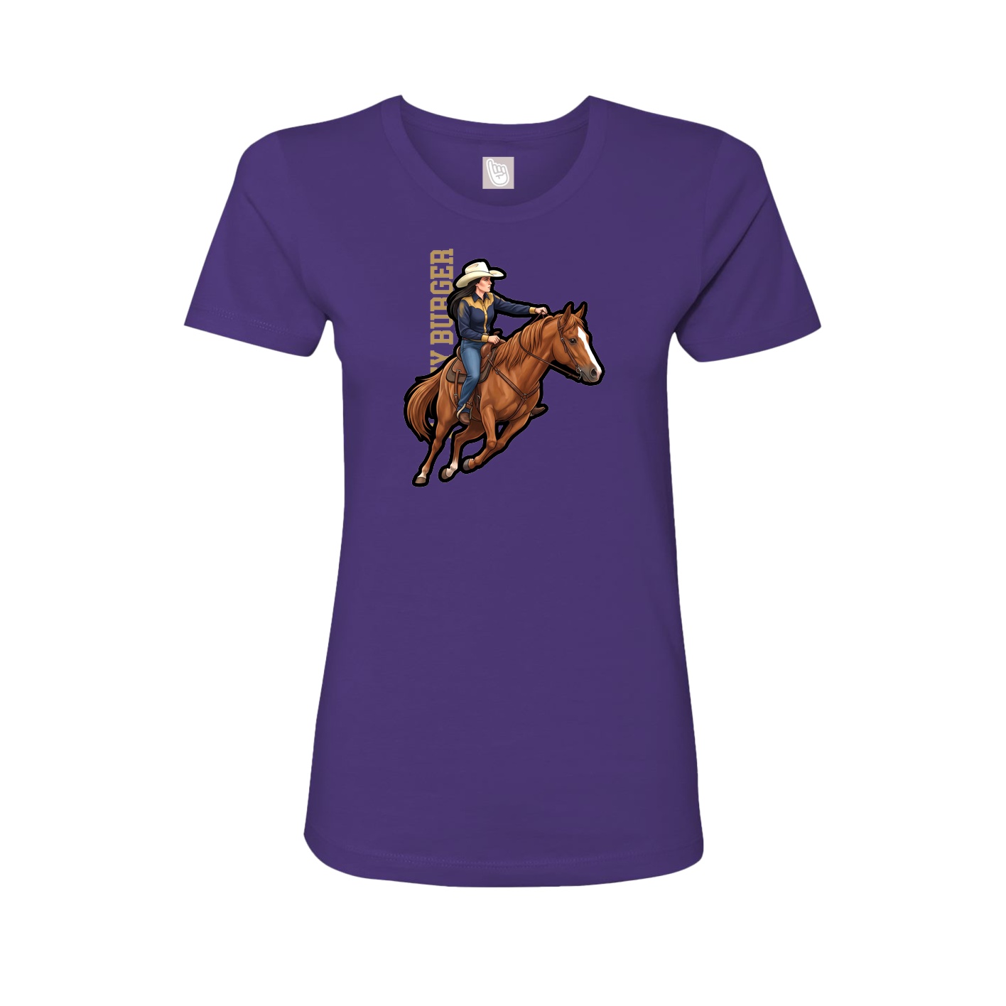 Fitted Women's Tee — Name Vertical in Purple