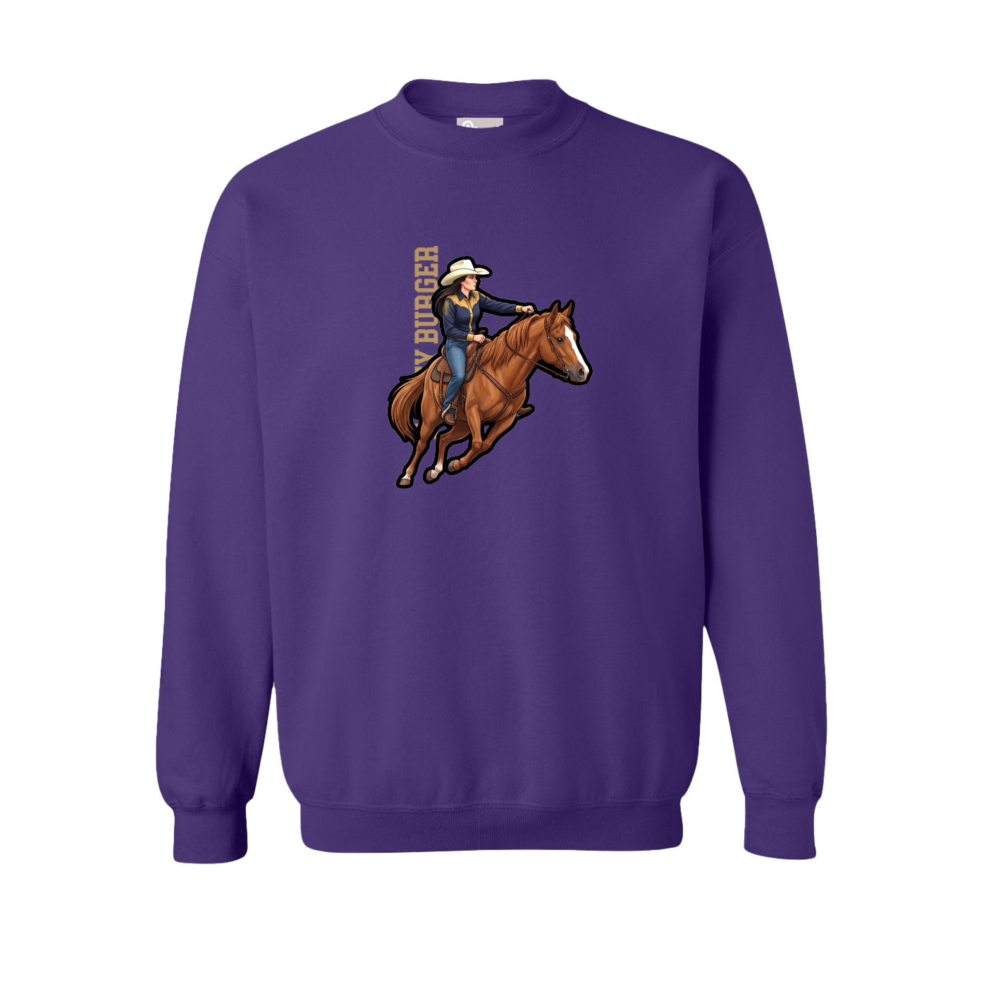 Fleece Crew — Name Vertical in Purple