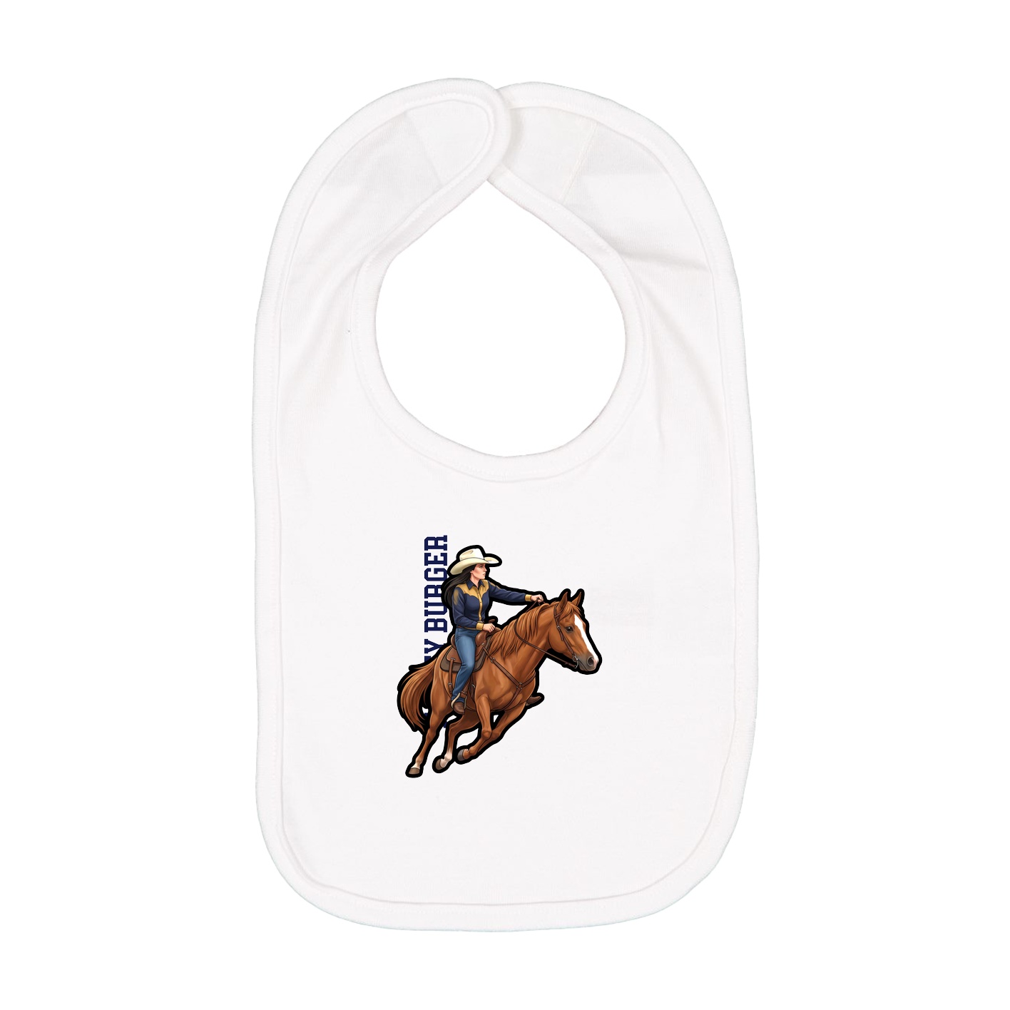Infant Bib — Name Vertical in White