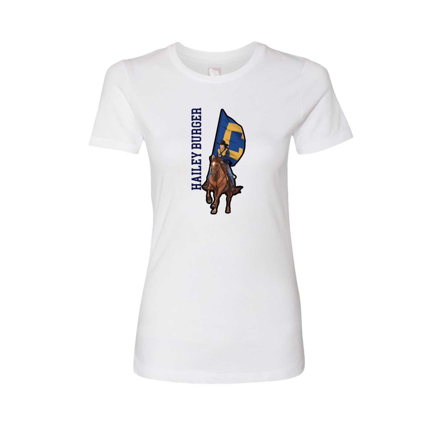Fitted Women's Tee — Name Vertical in White