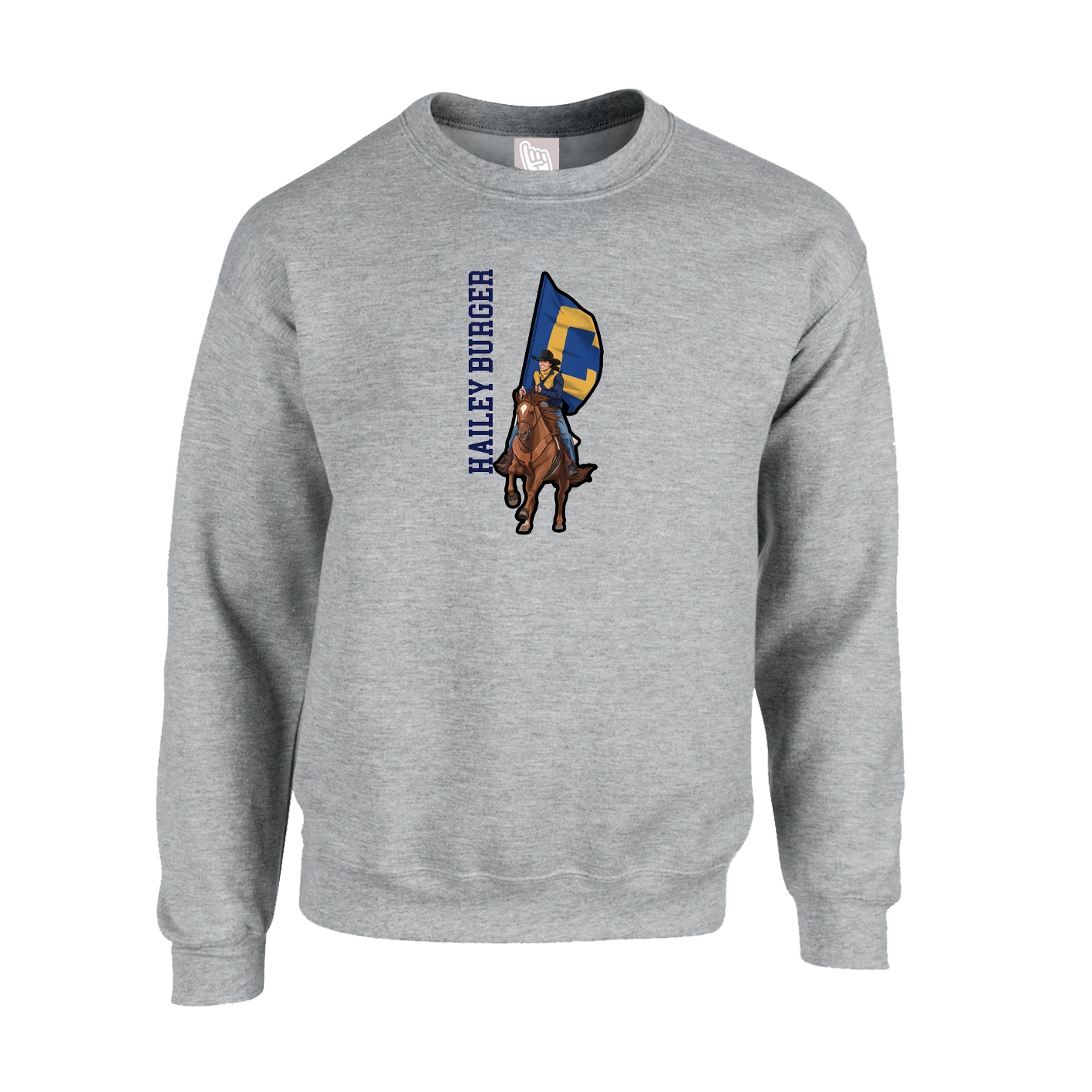 Fleece Crew — Name Vertical in Grey