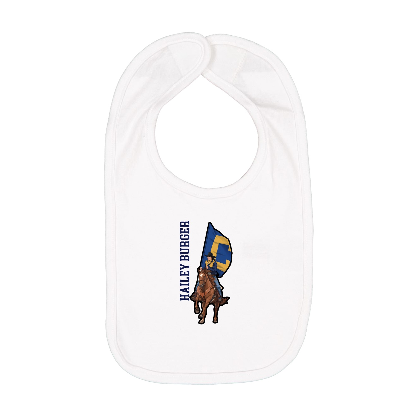 Infant Bib — Name Vertical in White