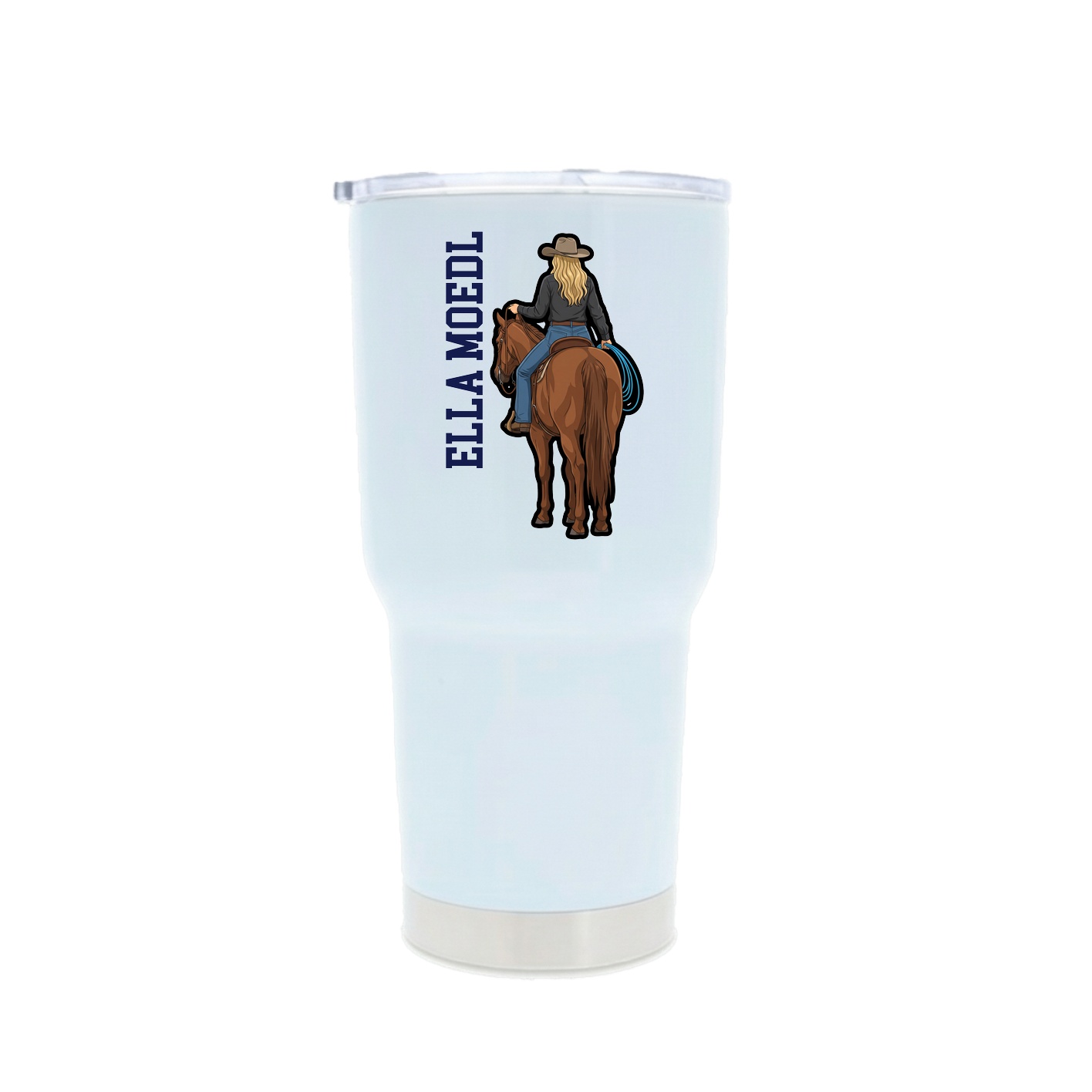 30oz Stainless Steel Tumbler — Name Vertical in White