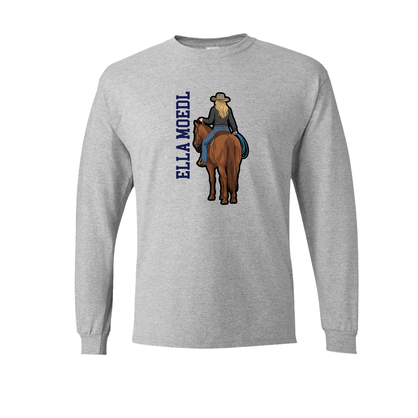 Long Sleeve Tee — Name Vertical in Grey