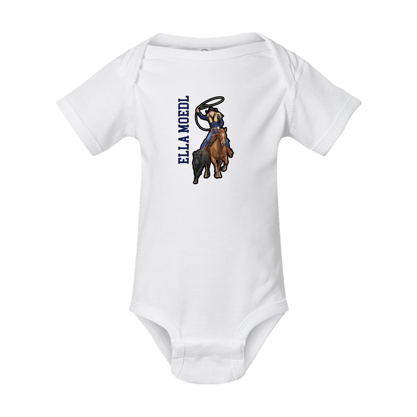 Baby Onesie — Name Vertical in White