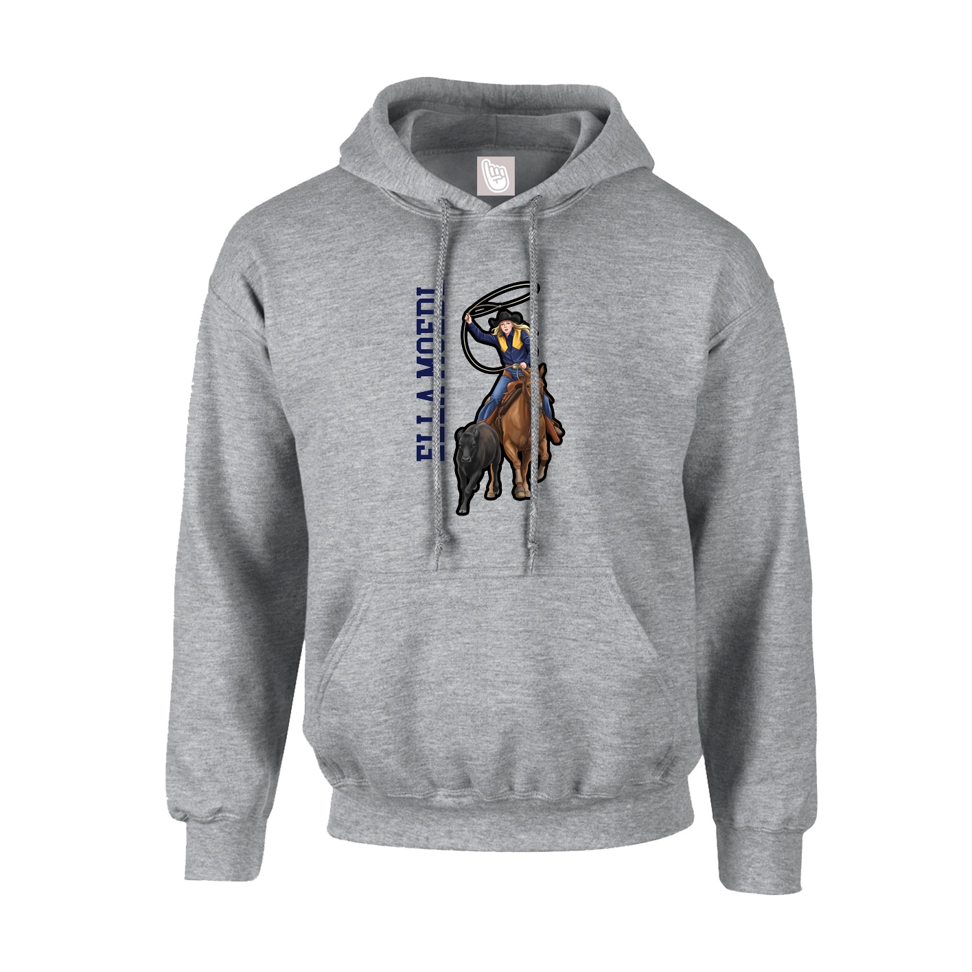 Hoodie — Name Vertical in Grey