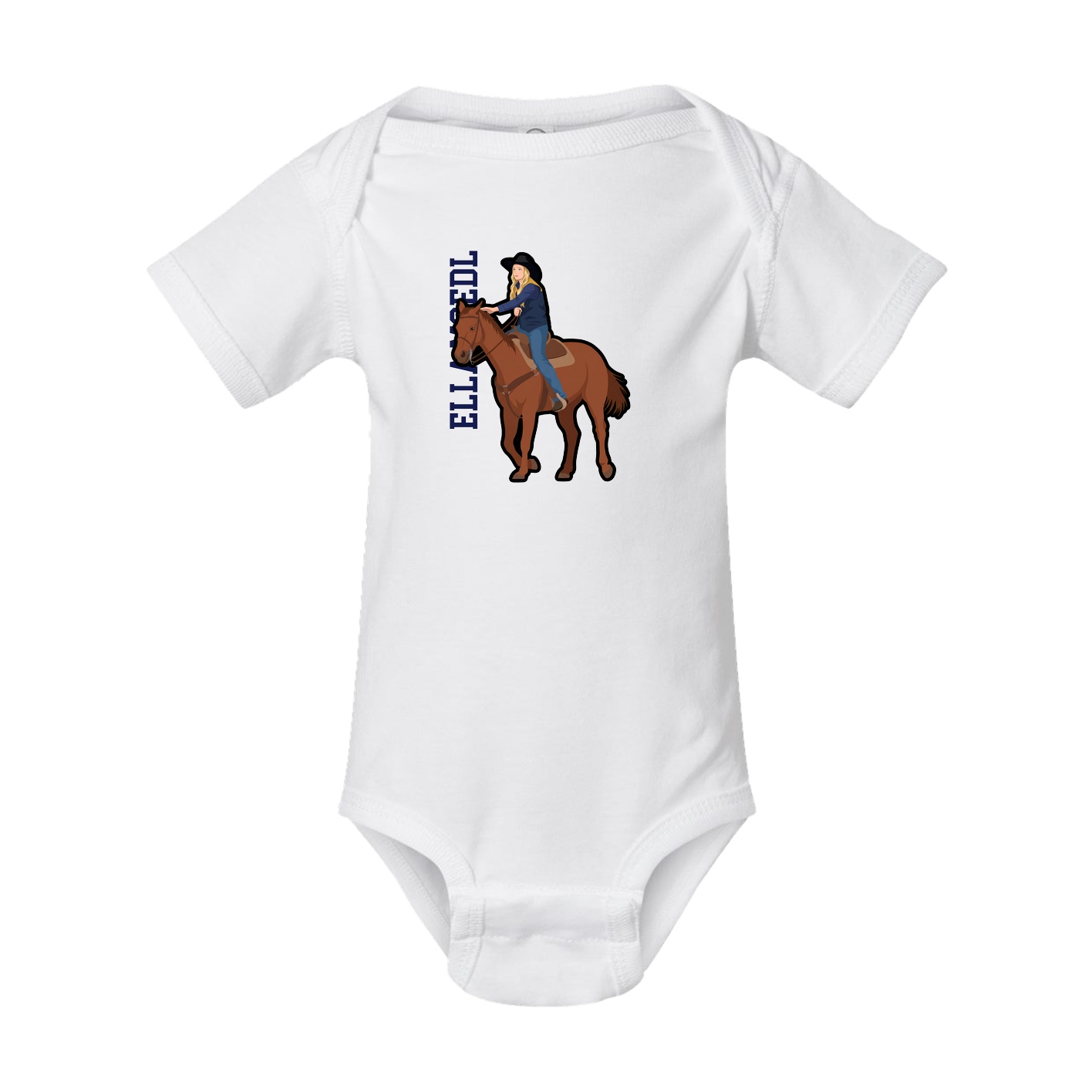 Baby Onesie — Name Vertical in White