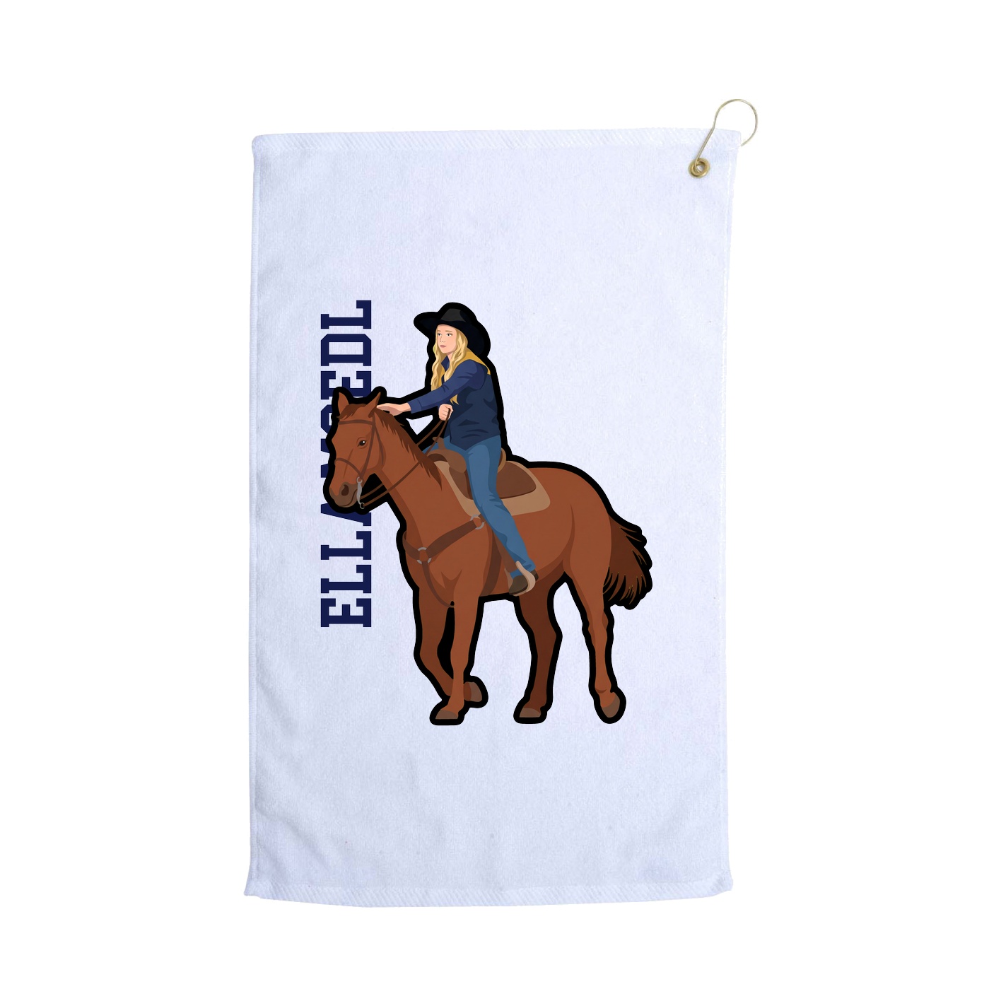 Golf Towel — Name Vertical in White