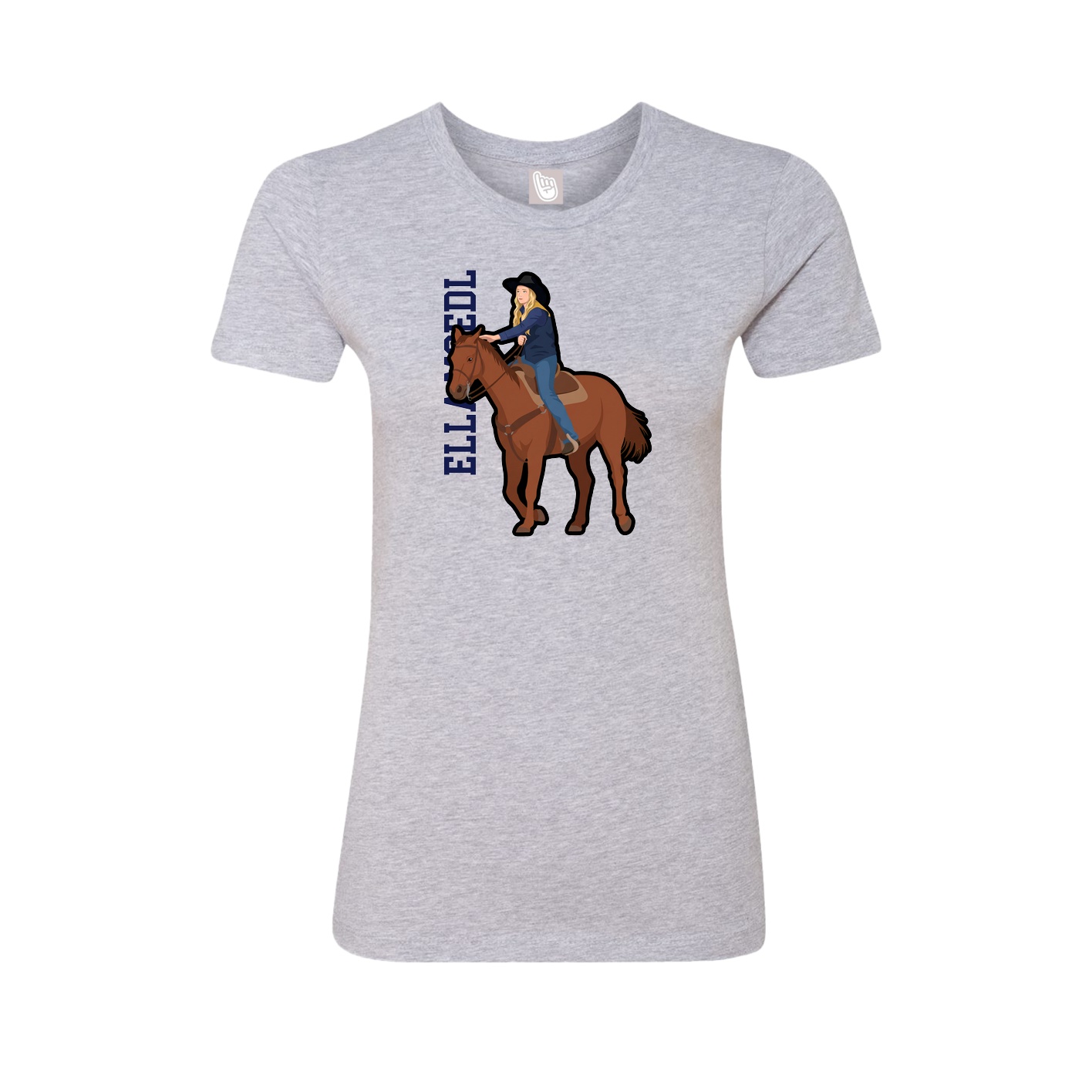 Fitted Women's Tee — Name Vertical in Grey