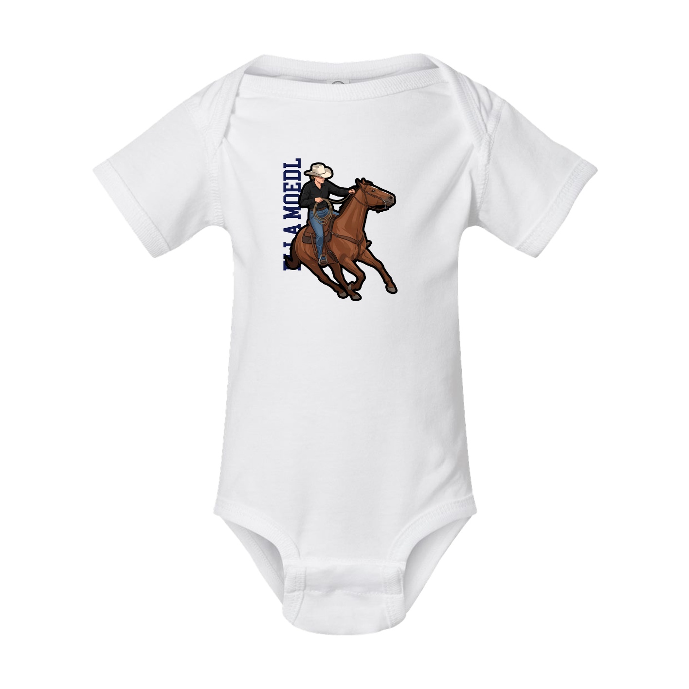 Baby Onesie — Name Vertical in White