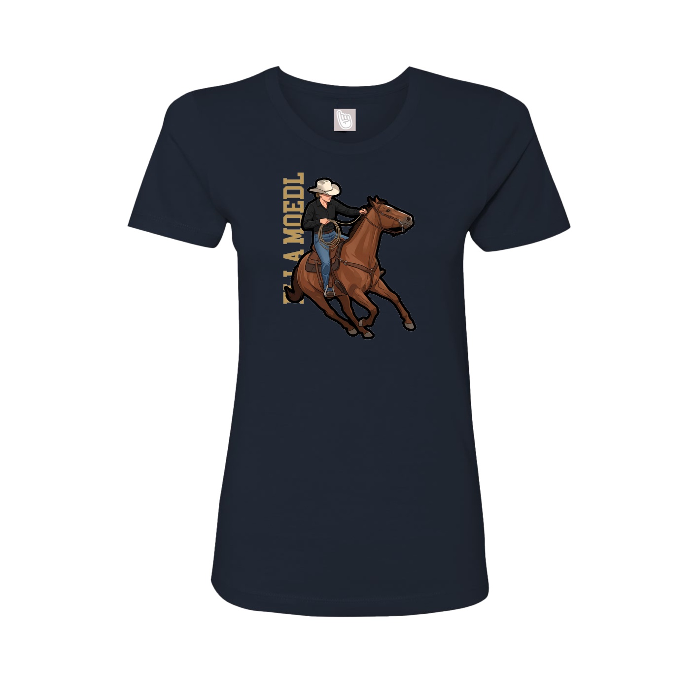 Fitted Women's Tee — Name Vertical in Navy