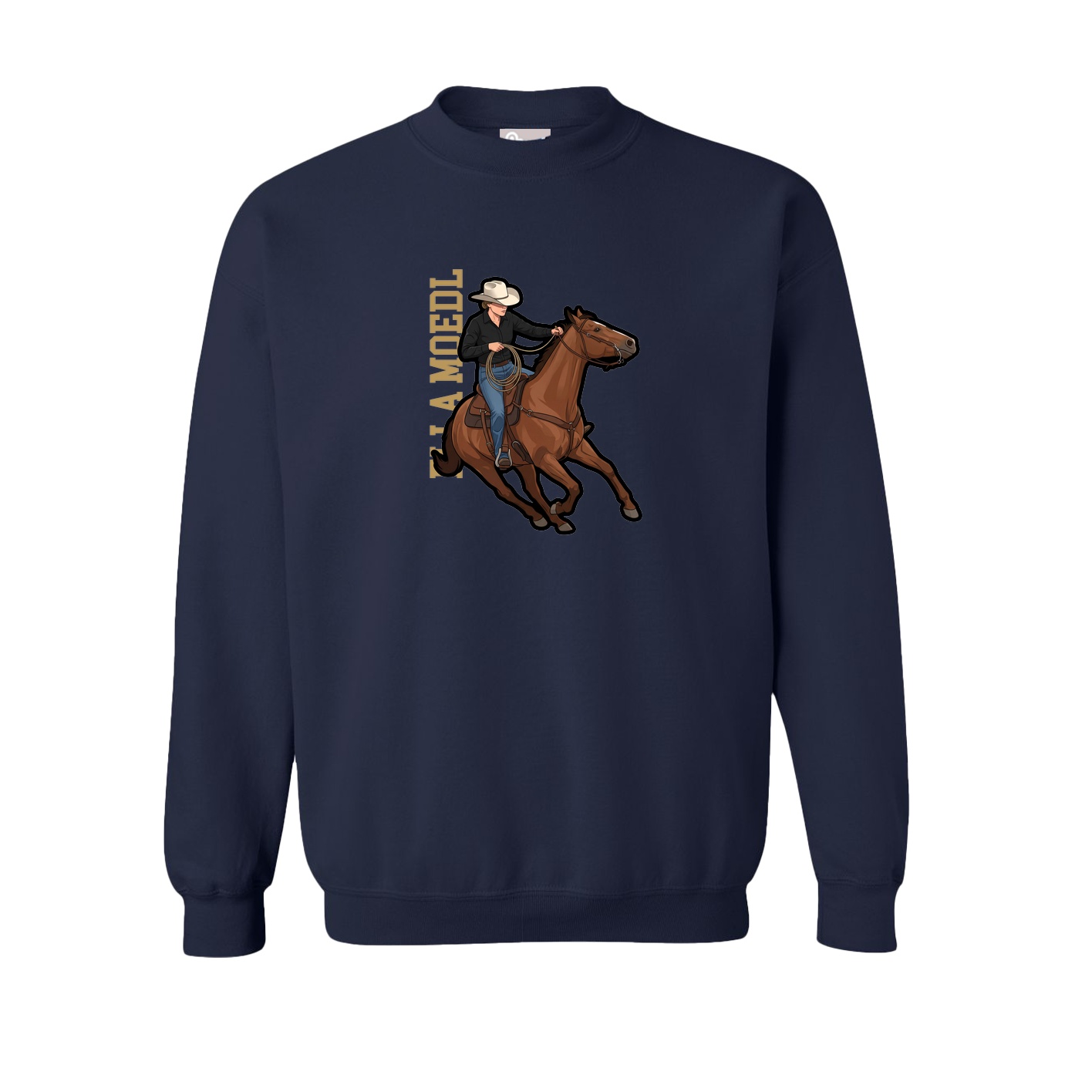 Fleece Crew — Name Vertical in Navy