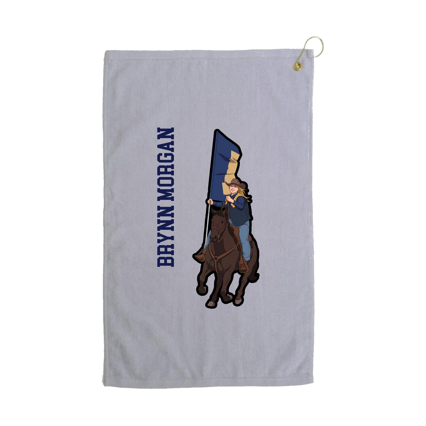 Golf Towel — Name Vertical in Grey