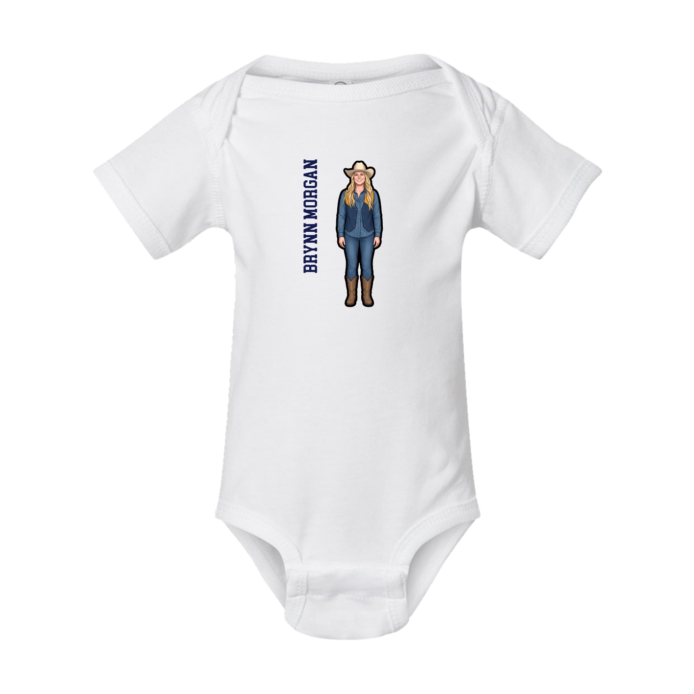 Baby Onesie — Name Vertical in White