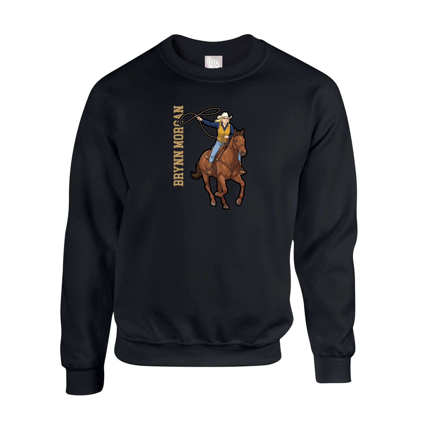 Fleece Crew — Name Vertical in Black