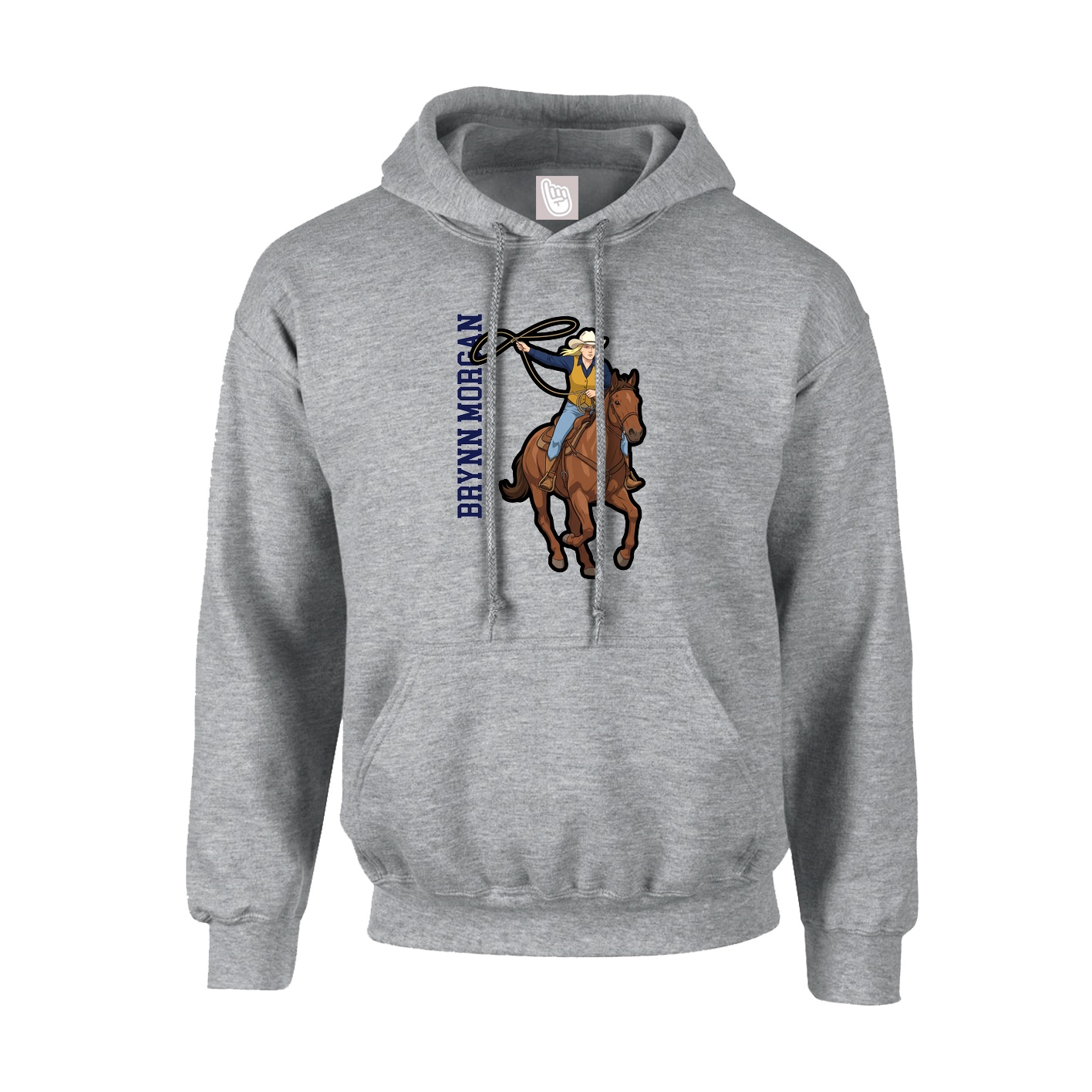Youth Hoodie — Name Vertical in Grey
