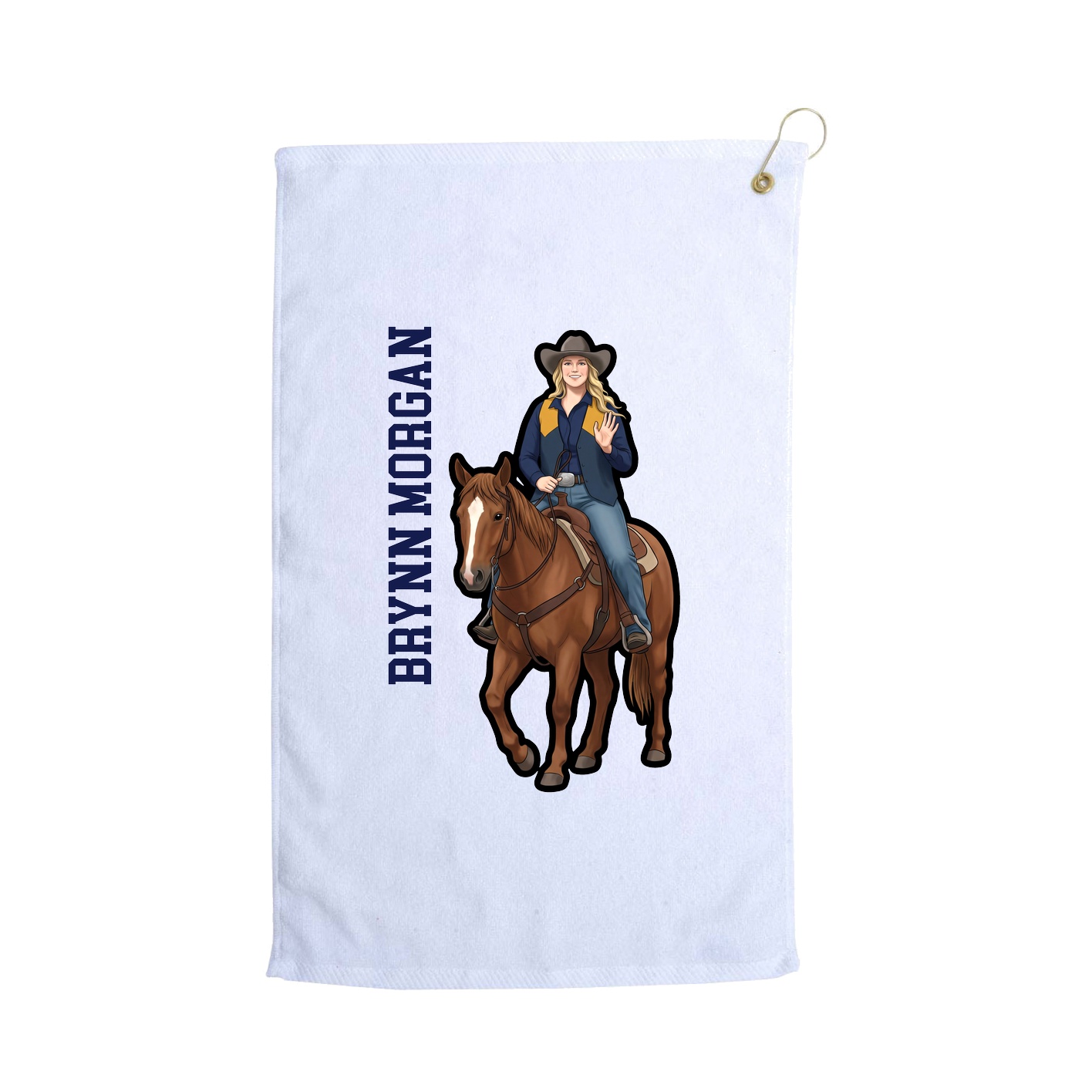 Golf Towel — Name Vertical in White