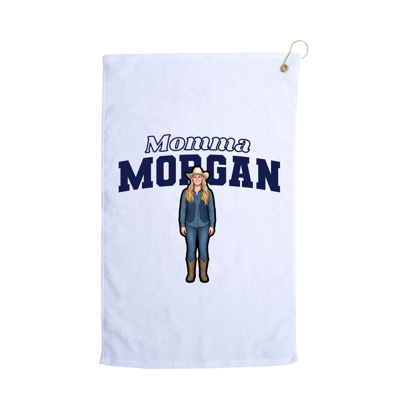 Golf Towel — Mothers Day Block in White