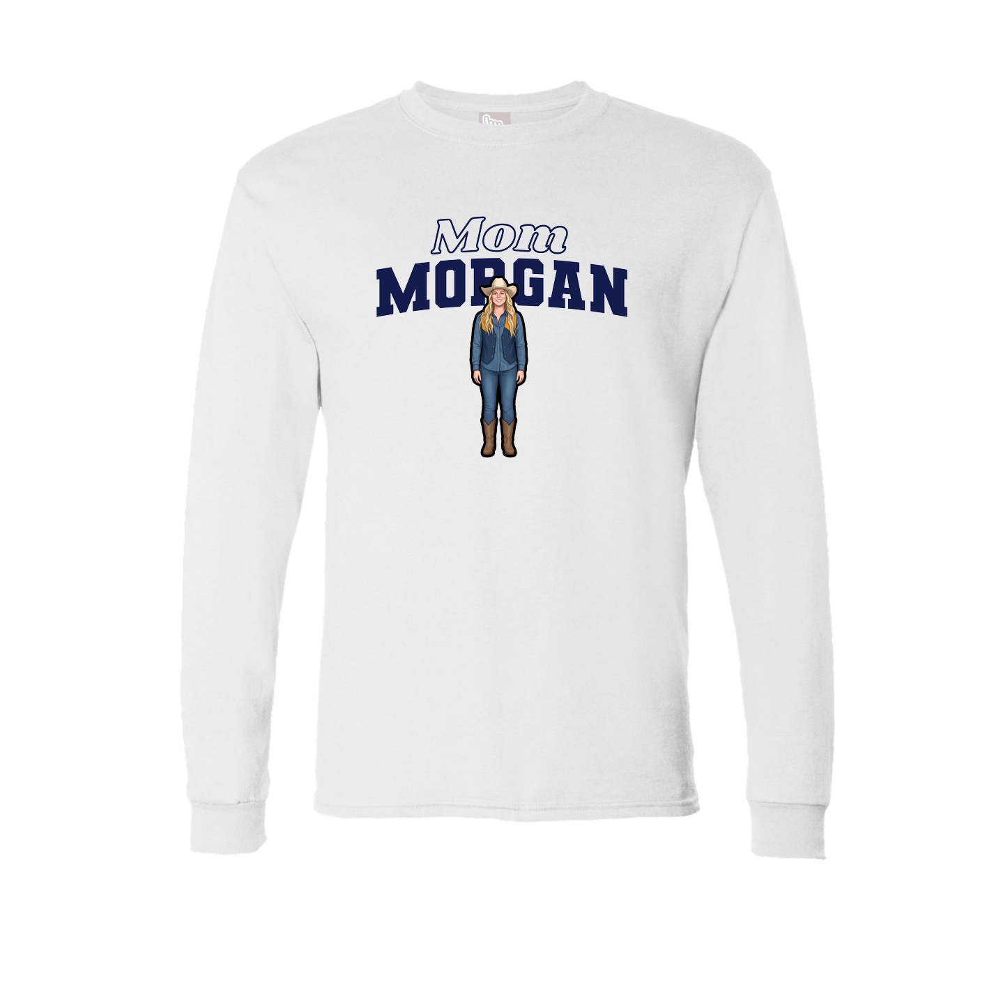 Long Sleeve Tee — Mothers Day Block in White