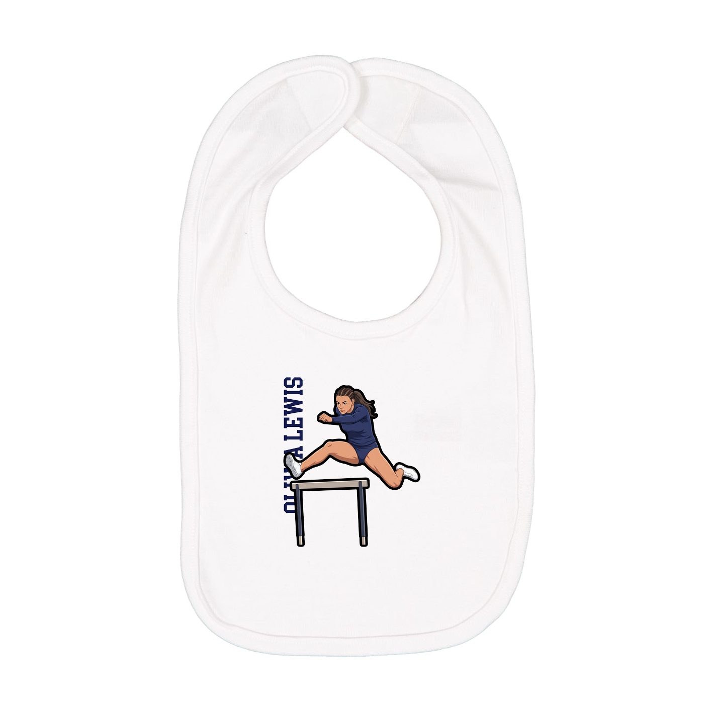 Infant Bib — Name Vertical in White