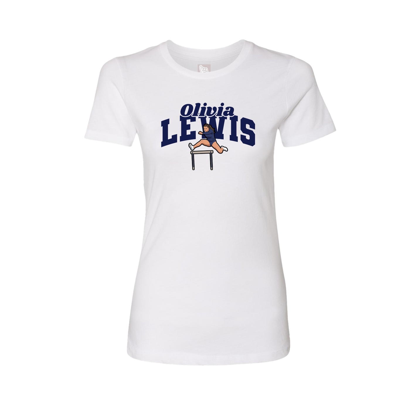 Fitted Women's Tee — Signature Arch in White
