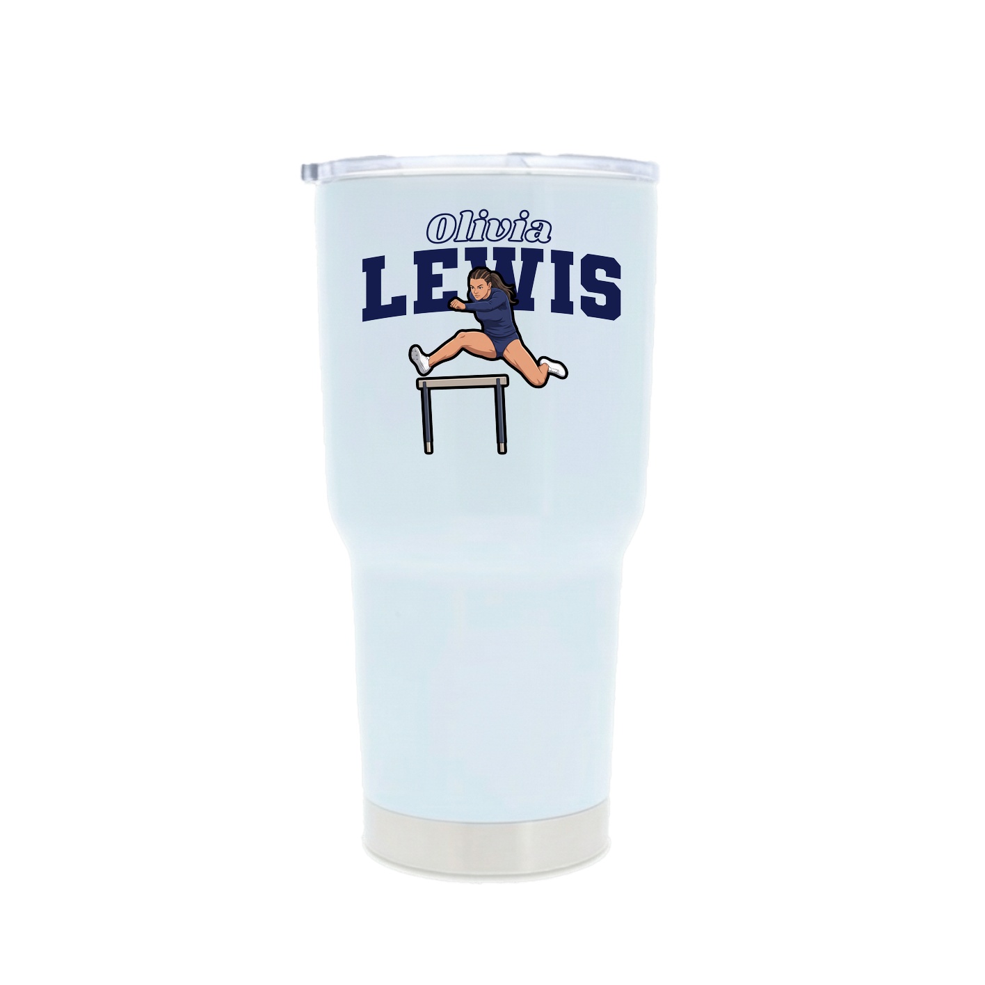 30oz Stainless Steel Tumbler — Name Arch in White