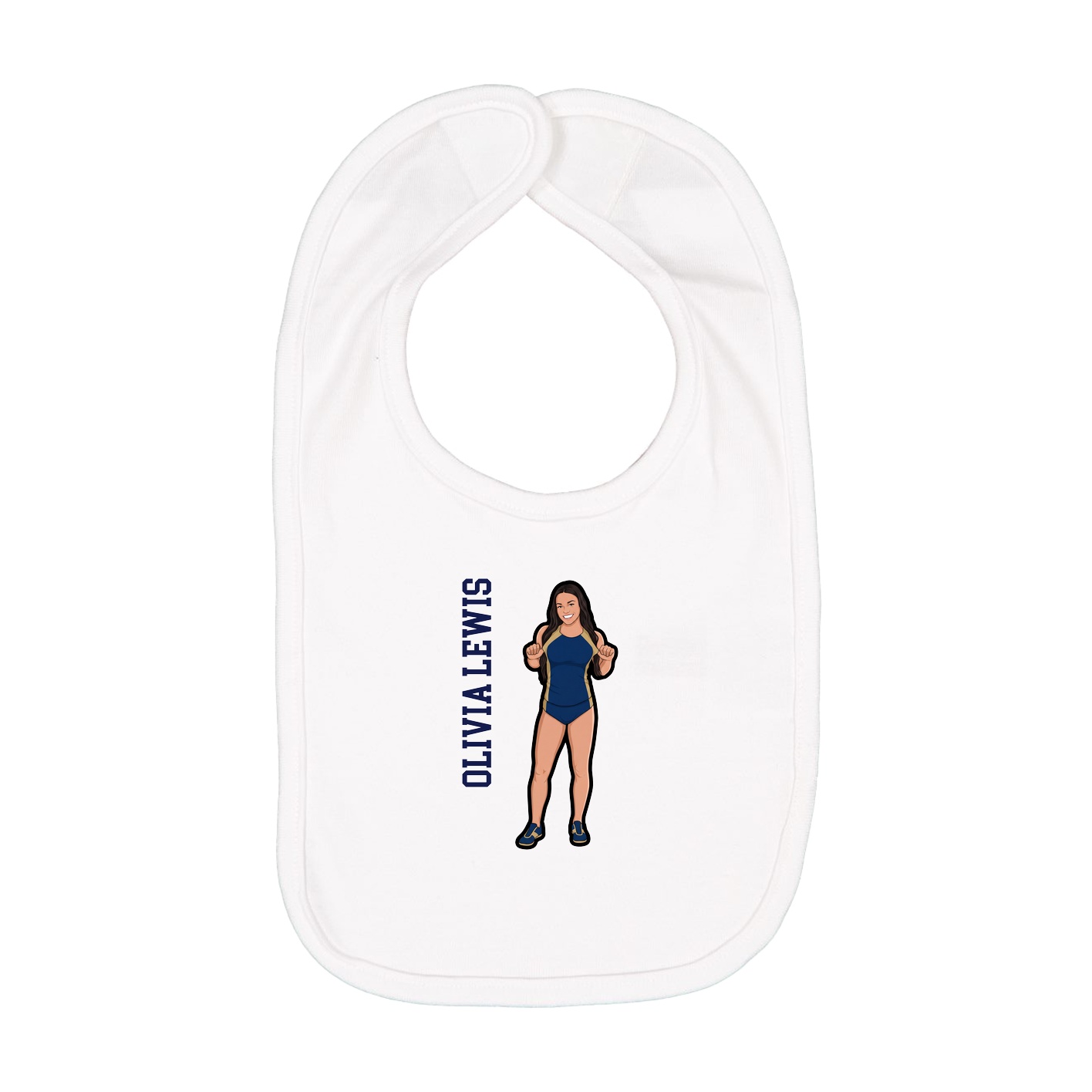 Infant Bib — Name Vertical in White
