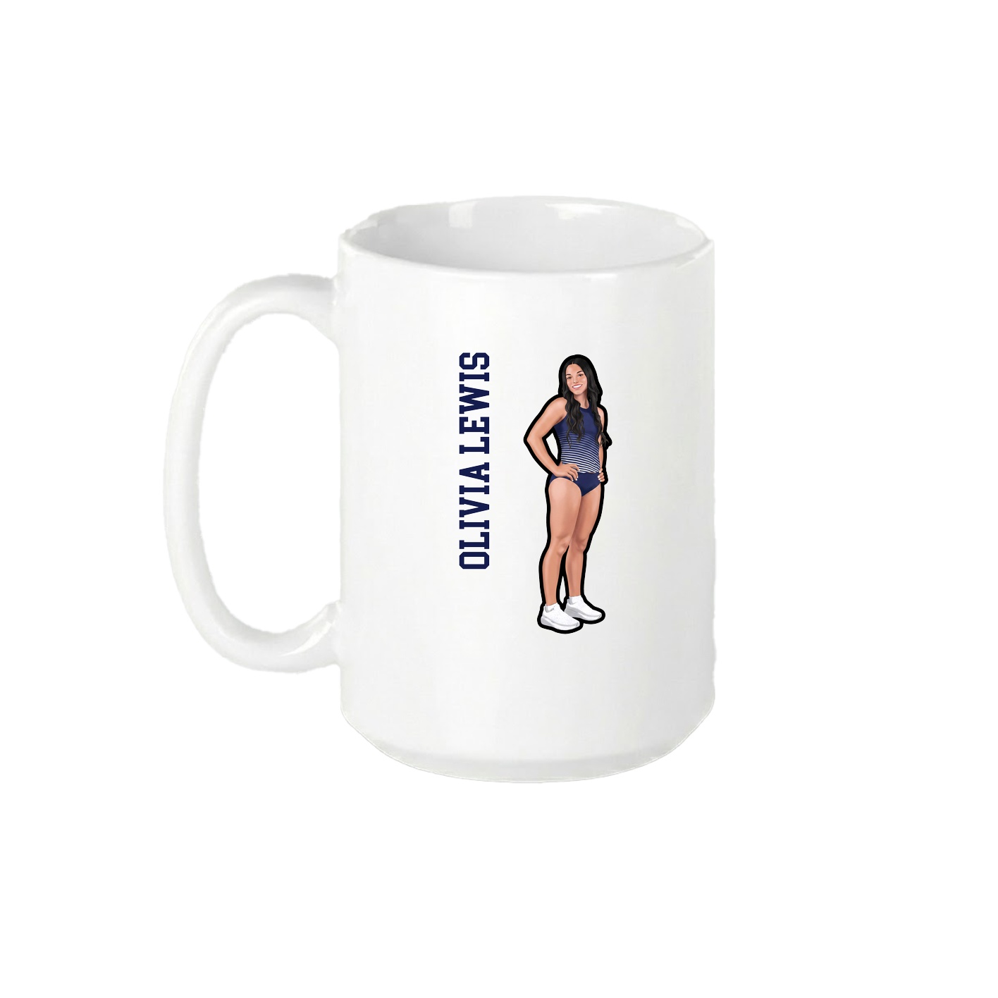 15oz Coffee Mug — Name Vertical in White