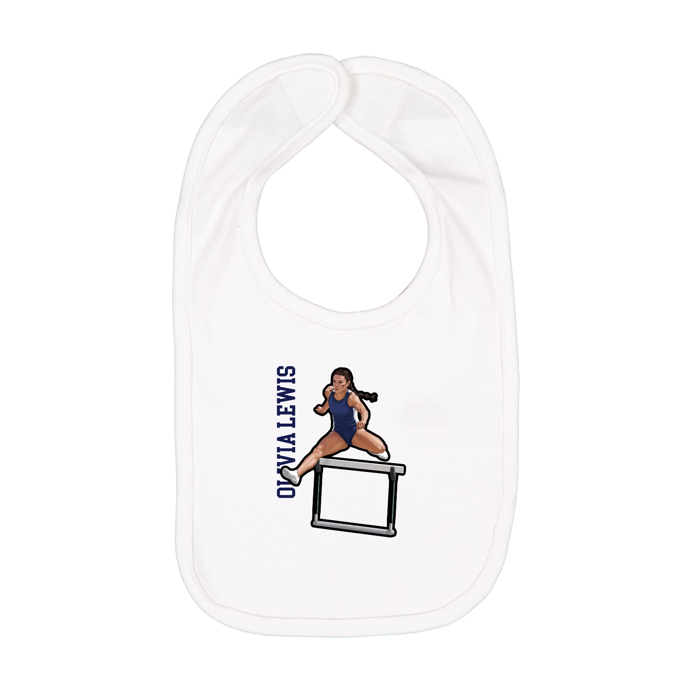 Infant Bib — Name Vertical in White