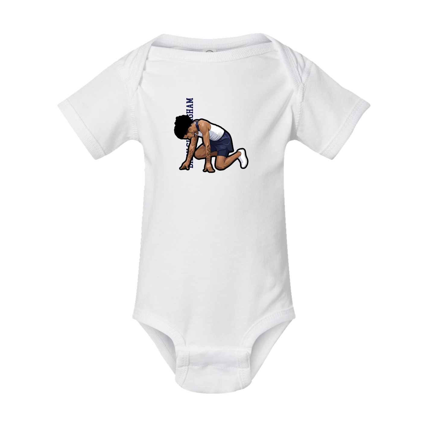 Baby Onesie — Name Vertical in White