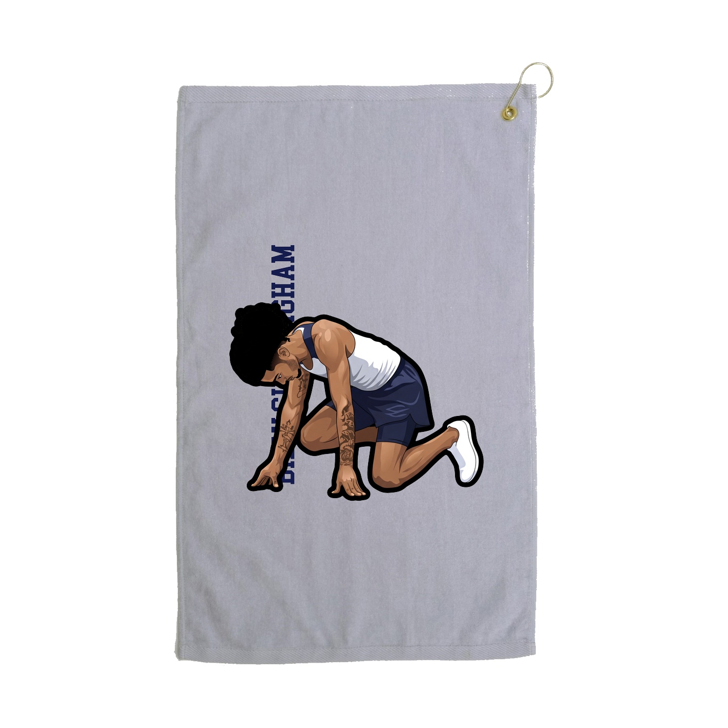 Golf Towel — Name Vertical in Grey