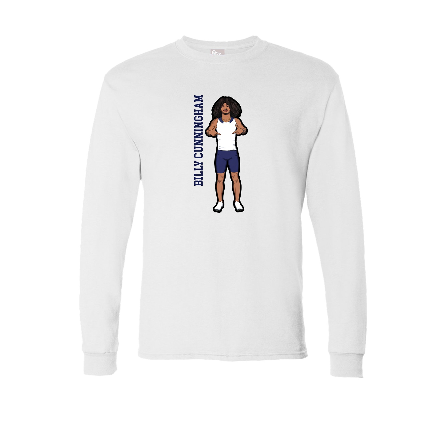 Long Sleeve Tee — Name Vertical in White