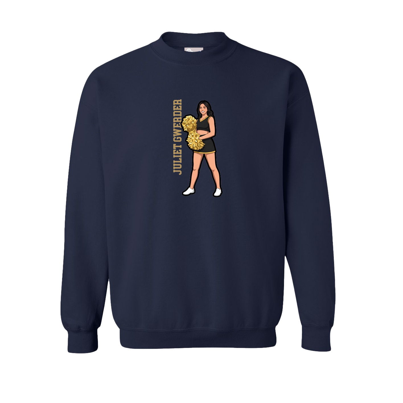 Fleece Crew — Name Vertical in Navy
