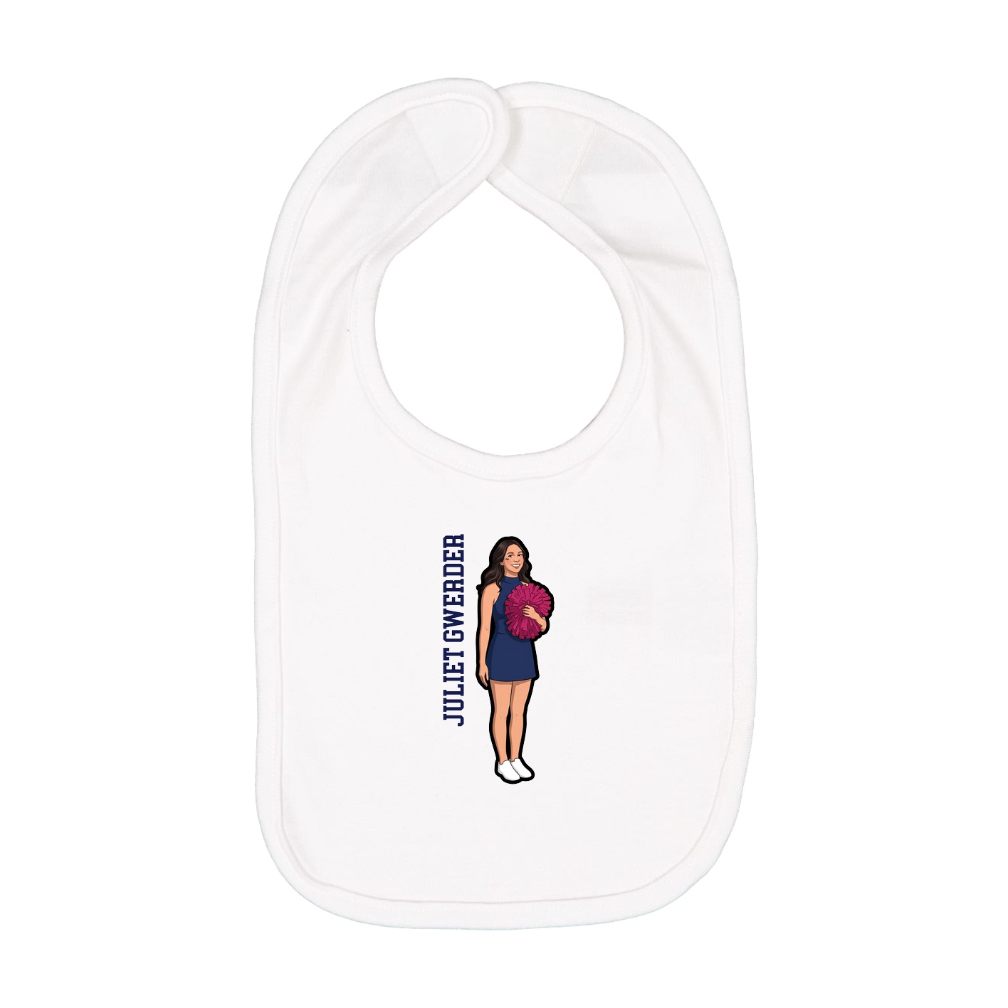 Infant Bib — Name Vertical in White